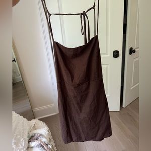 Elegant Brown Spaghetti Strap Dress